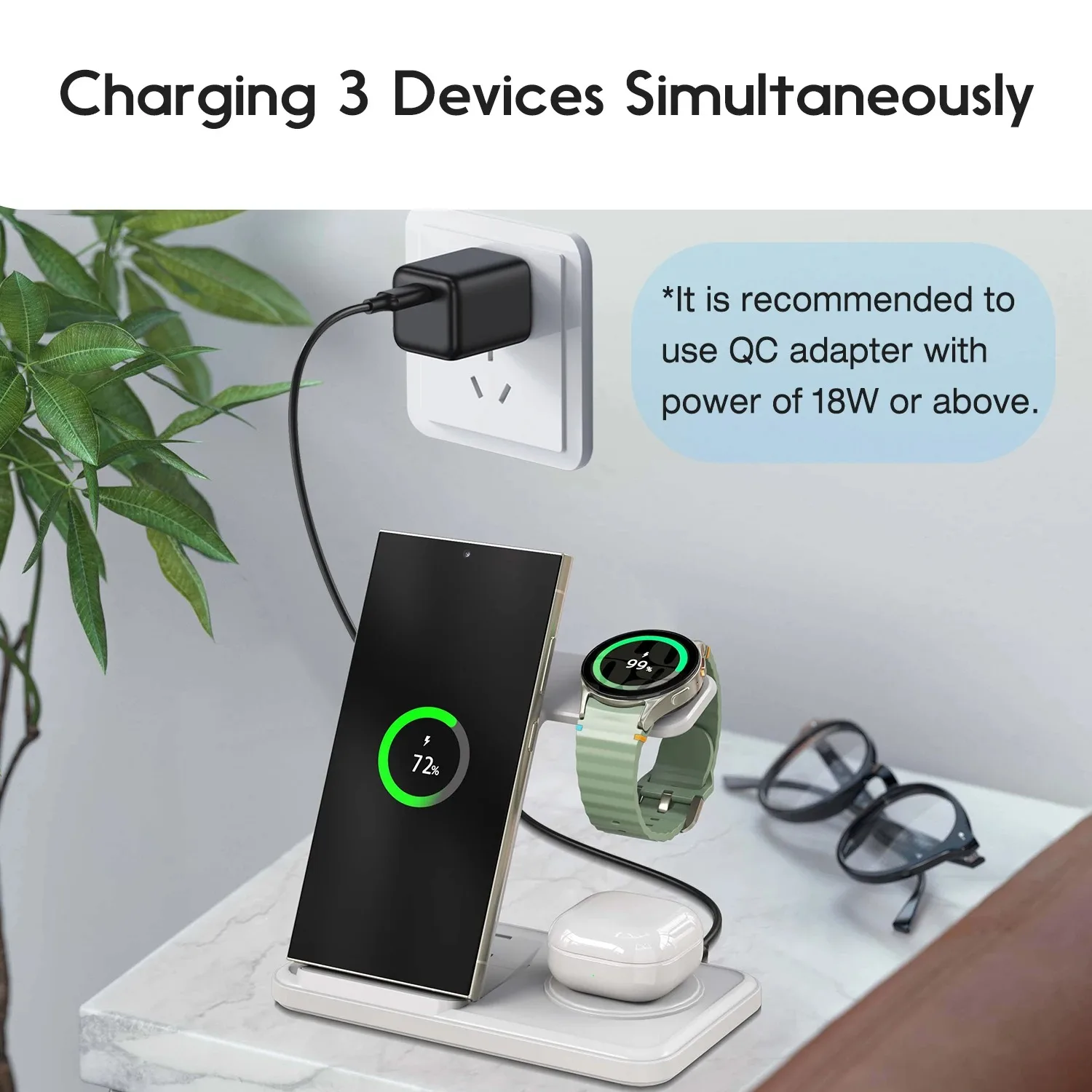 Desktop 3-in-1 Wireless Charge - Watches Smartwatch Samsung 评论和价格