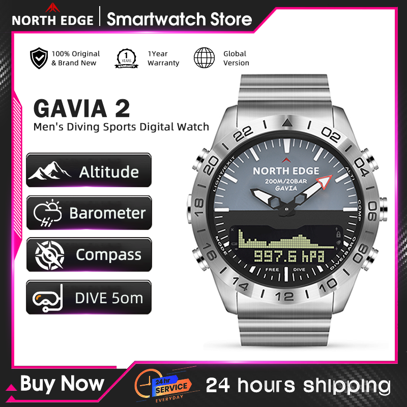 NORTH EDGE Mens Dive Watch Mil - Smartwatch Watches Digital 评论和价格