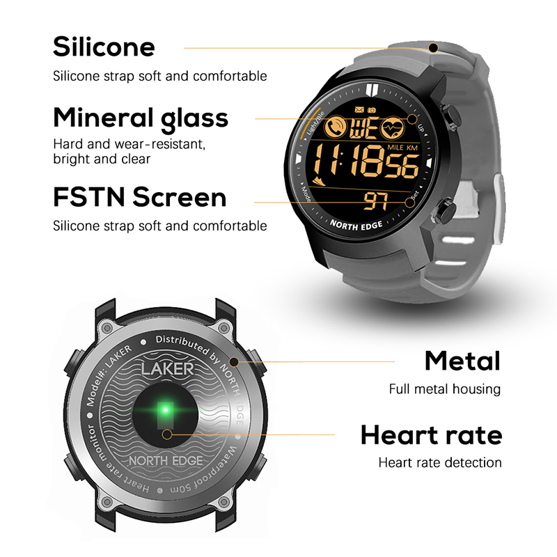 NORTH EDGE Smart Watch Men Hea - Smartwatch Professional Watches For Men 评论和价格