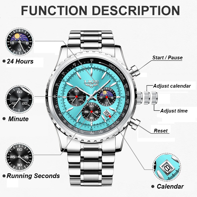 LIGE Fashion Top Brand Luxury  - Smartwatch Branded Watches For Men 评论和价格