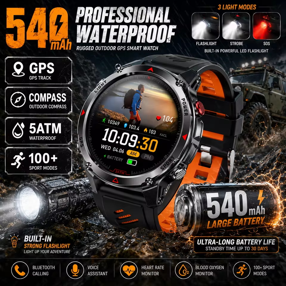 Military 540mAh GPS Smart Watc - Smartwatch Professional Watches For Men 评论和价格