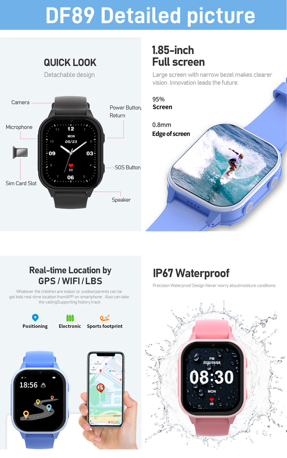 2G 4G Kids Smart Watch Phone G - Smartwatch Watches Gift For Boys 评论和价格